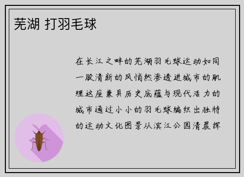 芜湖 打羽毛球